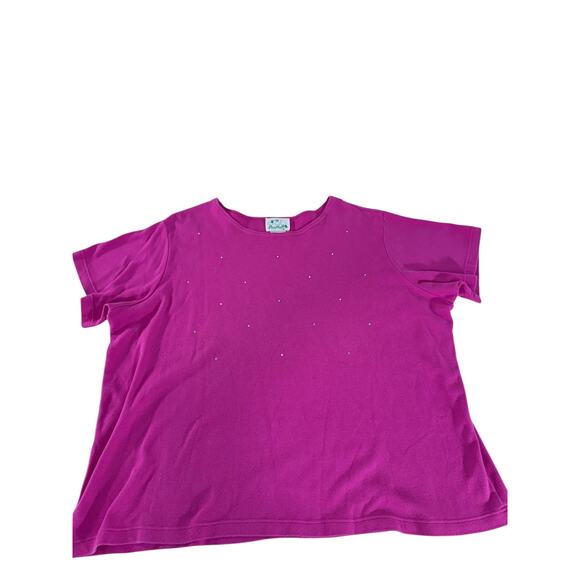 "Quaker Factory" Women's Top Tee Plus 1X Pink Embellished Bling Fairy Whimsy - Picture 3 of 7